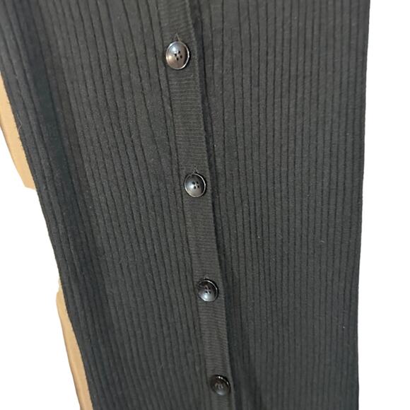 Olivaceous Black Ribbed Textured Long Sleeve Button Front Maxi Dress Women Sz S - Picture 5 of 9